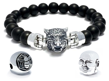 Tribal silver mascots - mix & match men’s bracelets in silver: Image 1