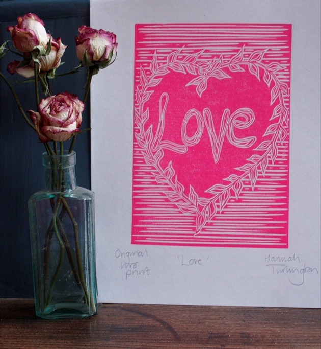 Hannah Turlington launches original lino print for Valentine’s Day