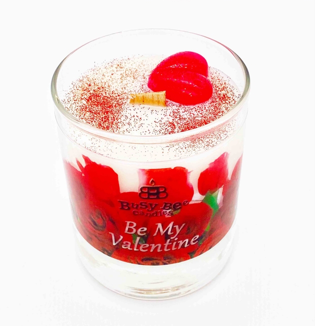 Valentine's Day candle with hearts 