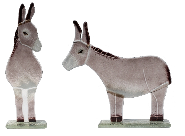 two glass donkeys