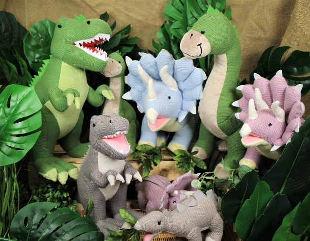 dinosaur soft toys in different colours and varieties