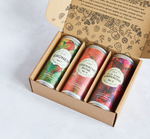 gift box of three tin cans