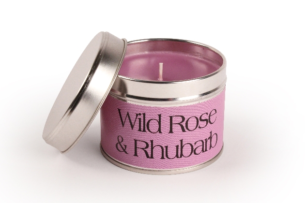 pink candle in a tin