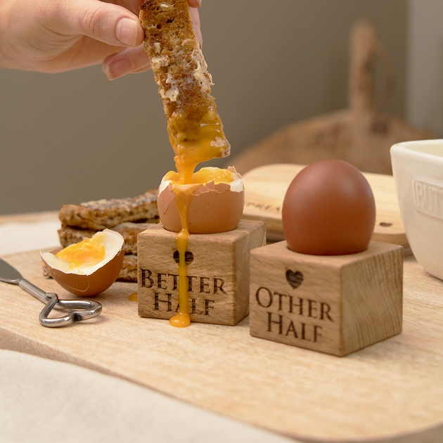 wooden egg holders with etched names