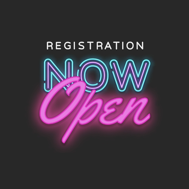 registration LIVE sign in neon lights