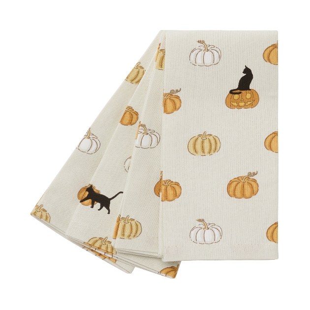 tea towel with pumpkins on