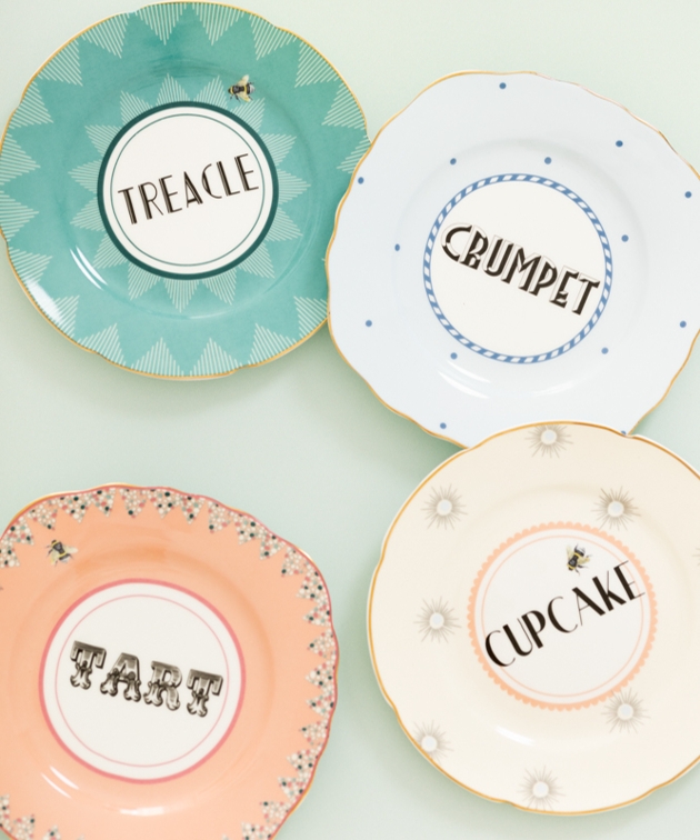 plates with phrases on vintage style 