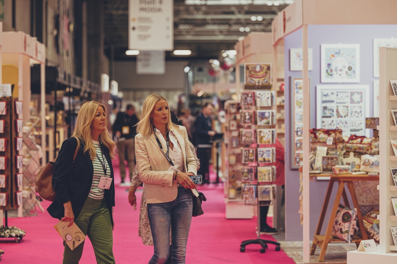 people walking at trade show