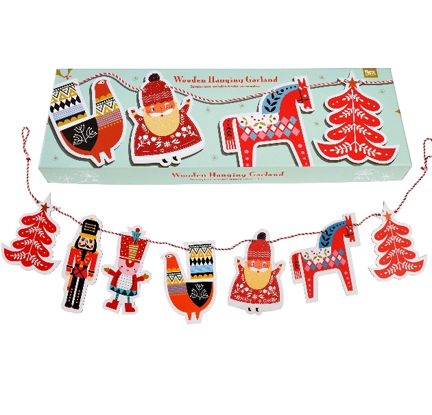 retro character Christmas garland