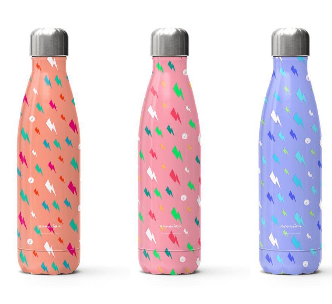 water bottles in three designs