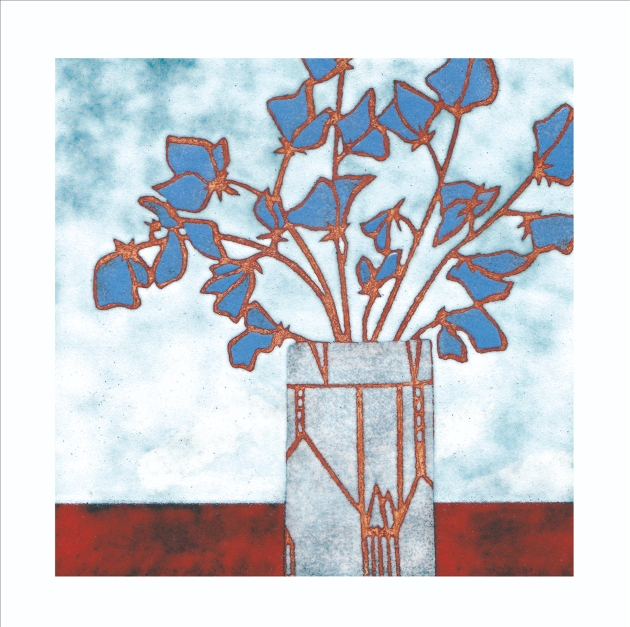 blue flower in vase design