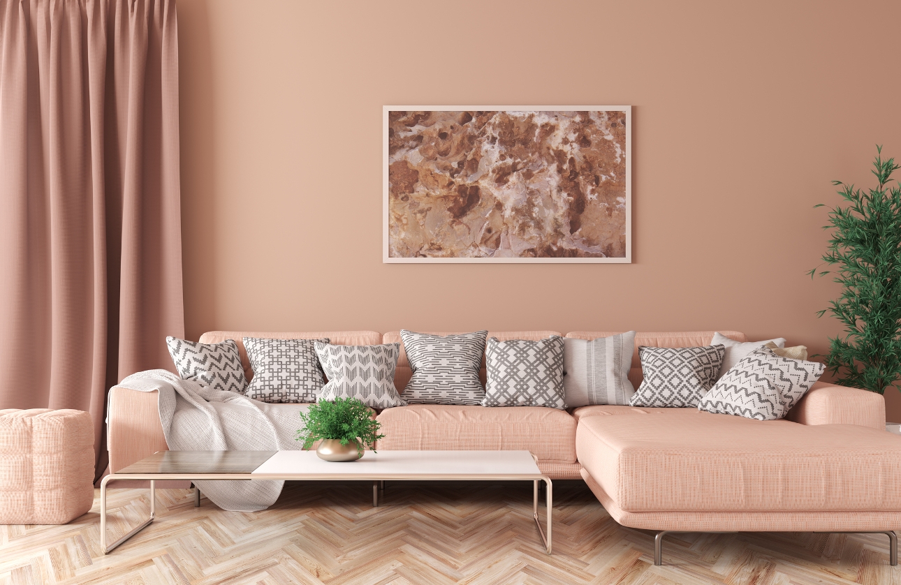 lounge decor in peach