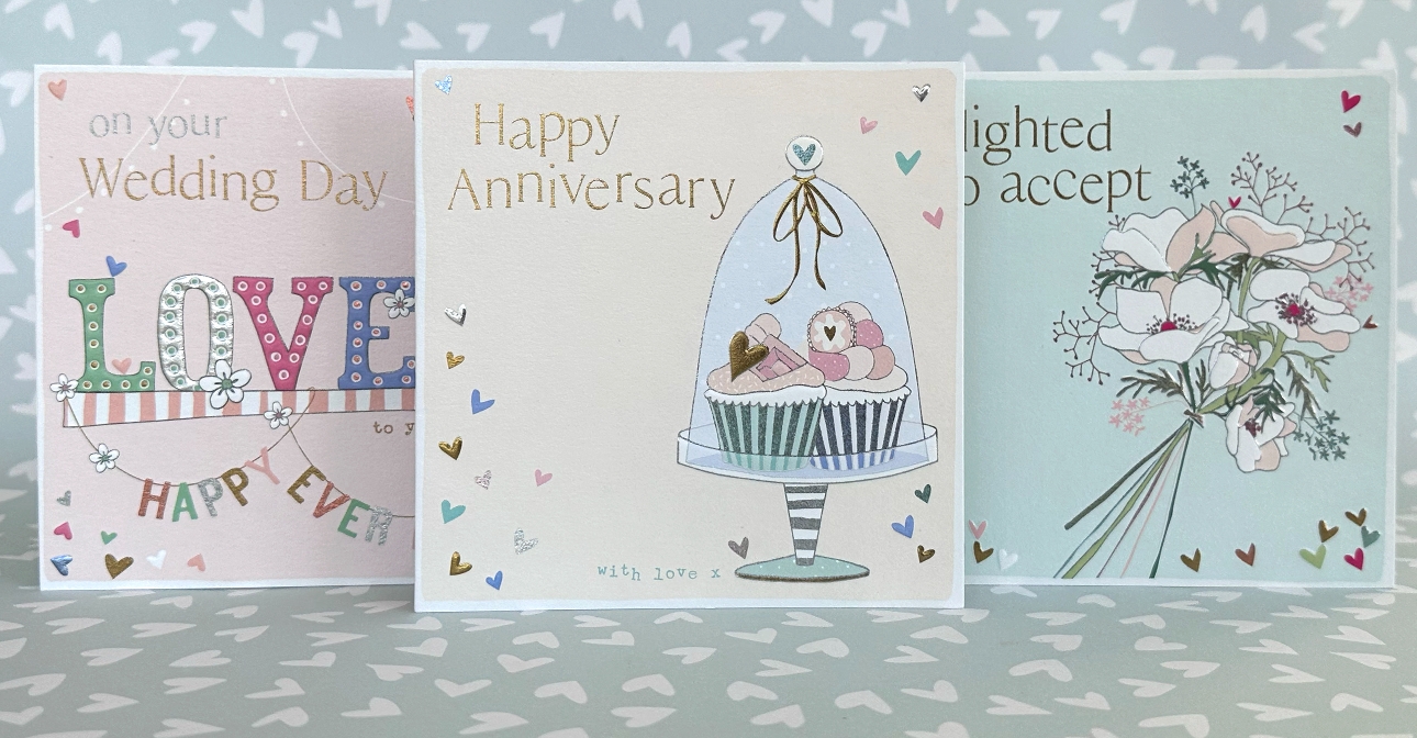 three occassion cards in group with pastel colour paletter 