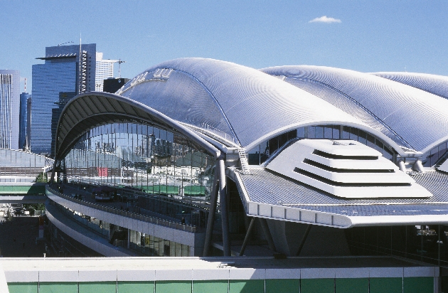 large, modern silver exhibition hall