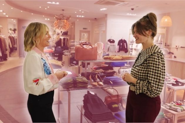 two ladies chatting in a shop